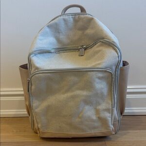 BEIS Cream and Tan Backpack
